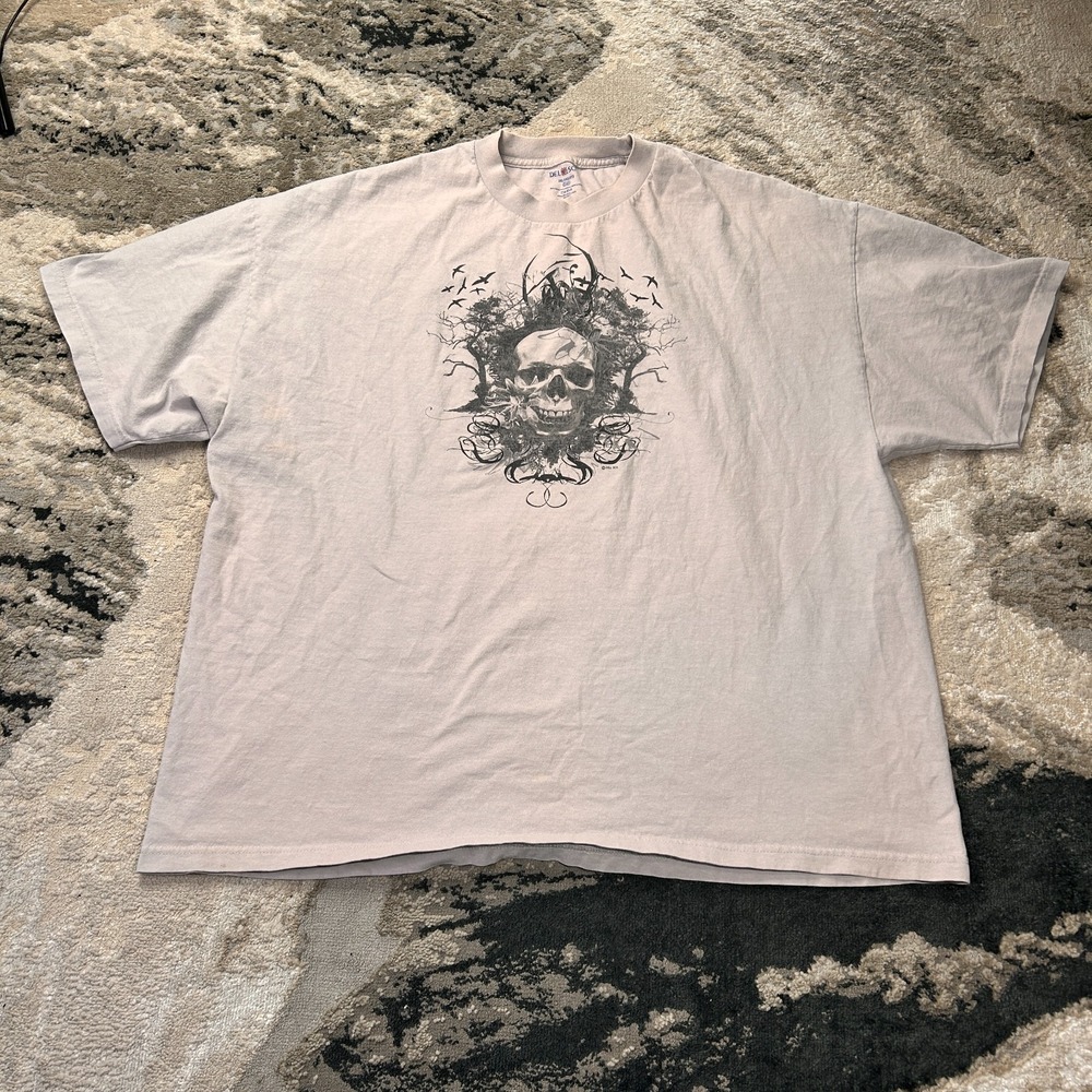 Delsol Myrtle Beach‎ Skull T Shirt Mens 3XL Gray Cotton Graphic Print Crew Neck